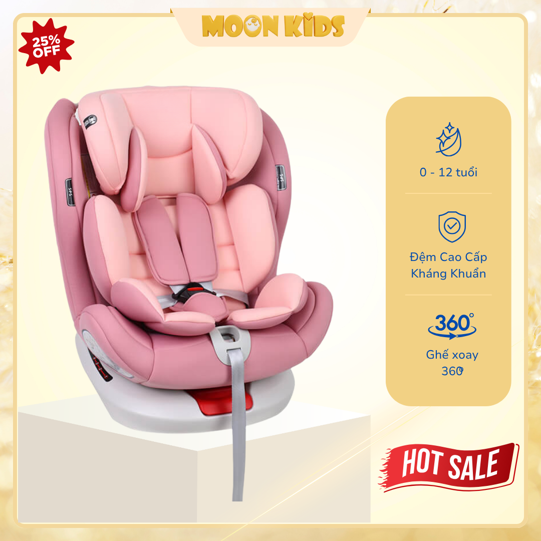GHẾ Ô TÔ CHO BÉ MOONKIDS 360 (Màu xanh mint)