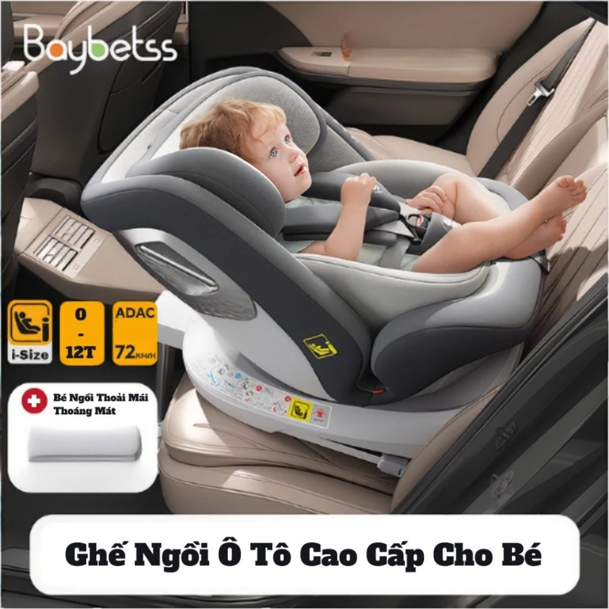 Ghế Ngồi Ô Tô Cho Bé Baybetss G412-I0T – Chuẩn I-Size (ECE R129), Khung Thép Cường Lực